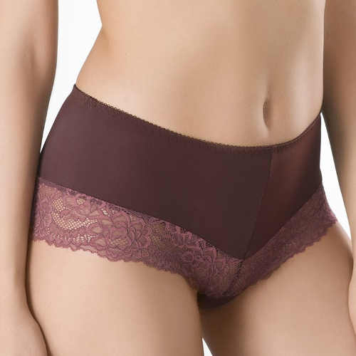 Elegantní hnědé francouzské krajkové kalhotky