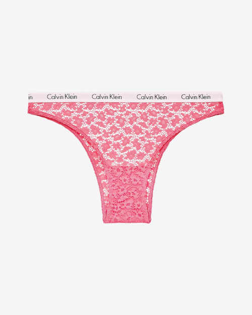 Růžové moderní krajkové kalhotky s pružným pasem Calvin Klein