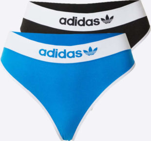 Světle modré a černé sportovní dámské tanga Adidas